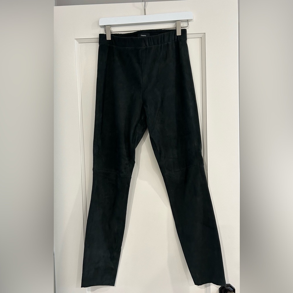 Theory Adbellel Stretch Suede High Waist Skinny Leggings Black Size 8 - Picture 4 of 7